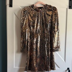 Sea New York Gold and Black leopard Mini Dress